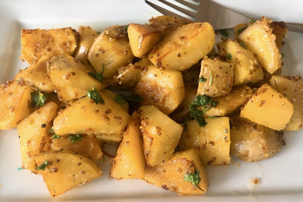 One Pan Potato with Honey Mustard Sauce