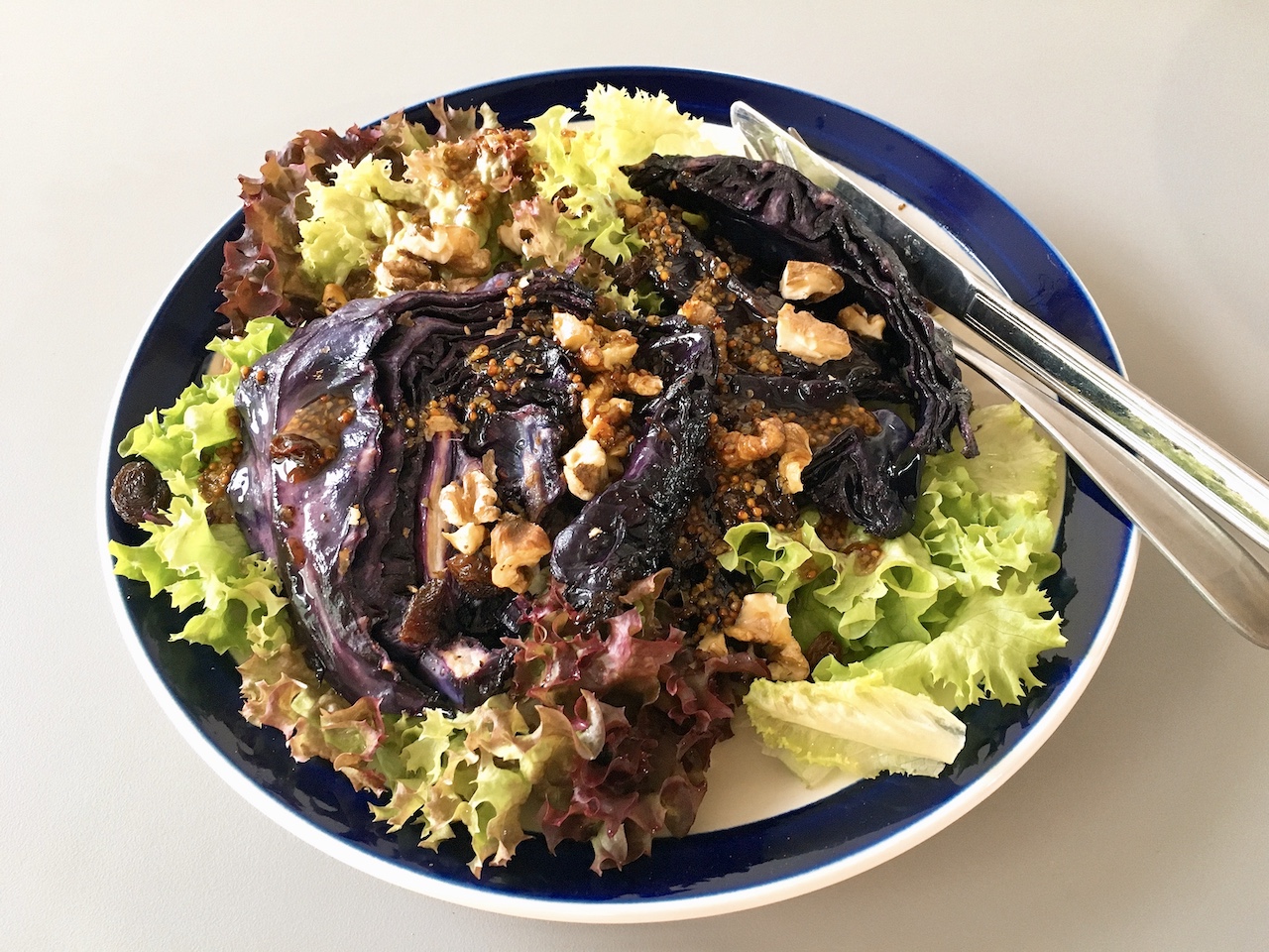 Roasted Red Cabbage with Mustard Honey Sauce