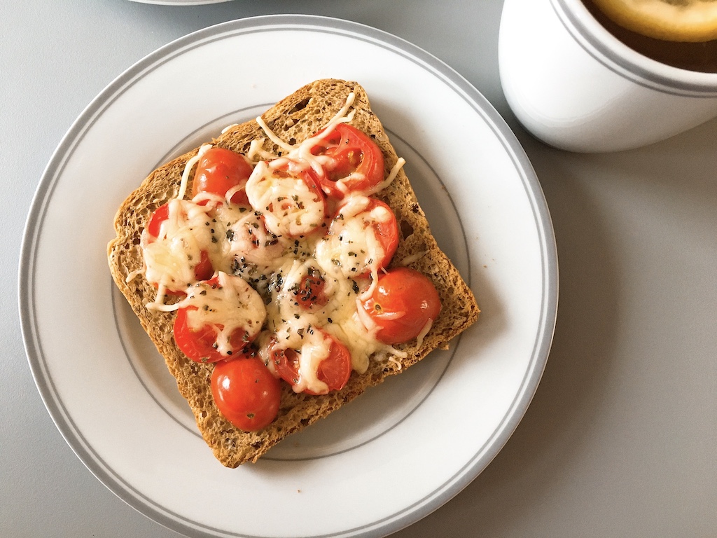 Cheesy tomato toast.