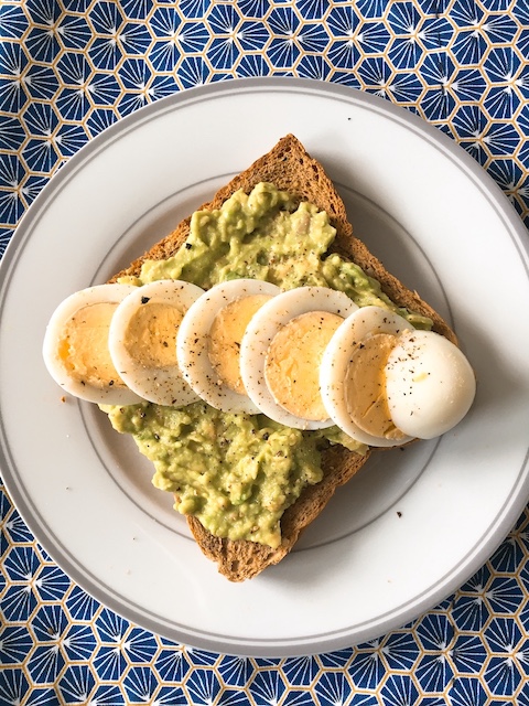 Avocado toast with eggs.