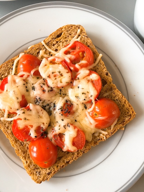 Tomato toast with cheese.