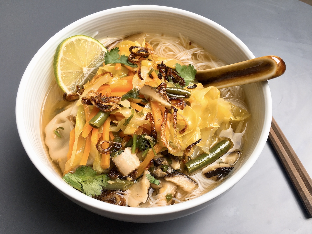 Delicious Meat-Free Soup Noodles with Veg (Mock Pho)