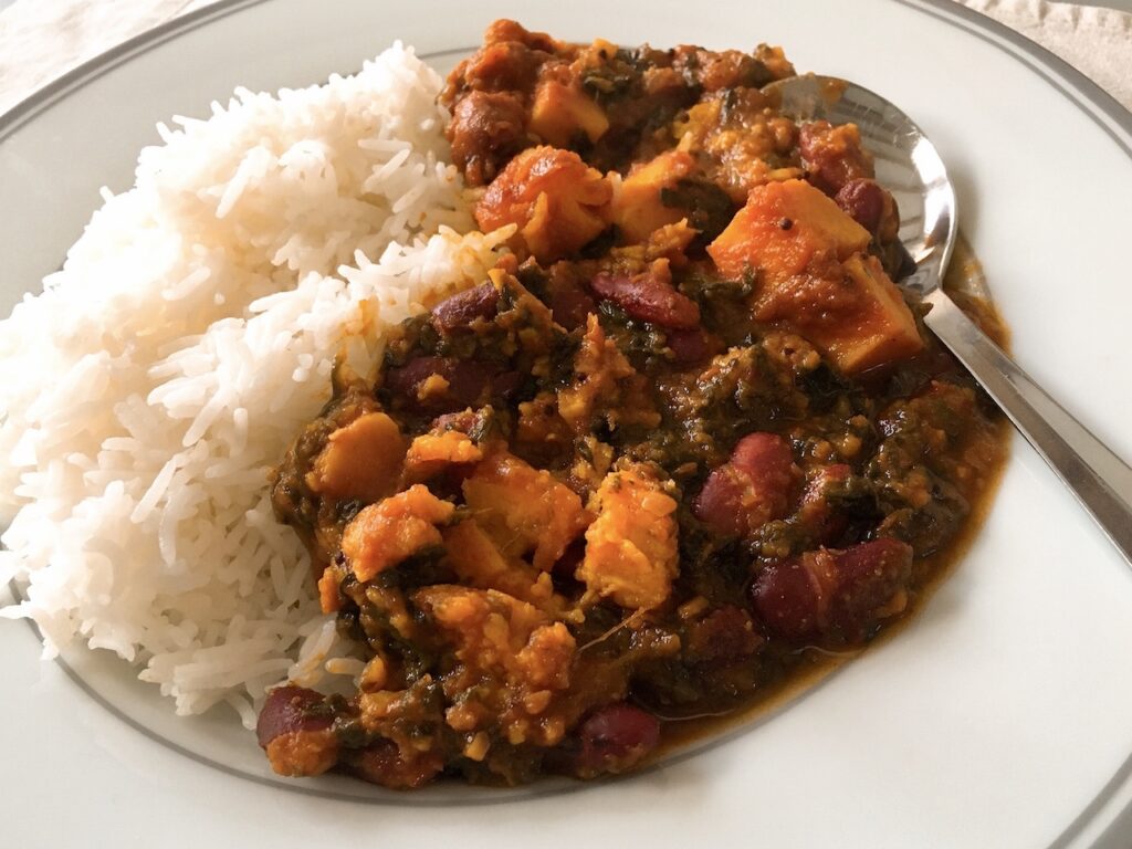 Lazy One Pot Curry with Kidney Beans and Sweet Potato