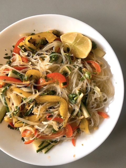 Meatless Thai glass noodle salad, yum woon sen.