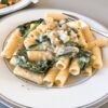 Spinach Mushroom Tortiglioni with Sour Cream Sauce