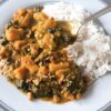 Sweet Potato Curry with Spinach in Peanut Sauce