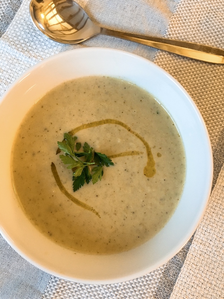 vegan roasted cauliflower with coconut soup