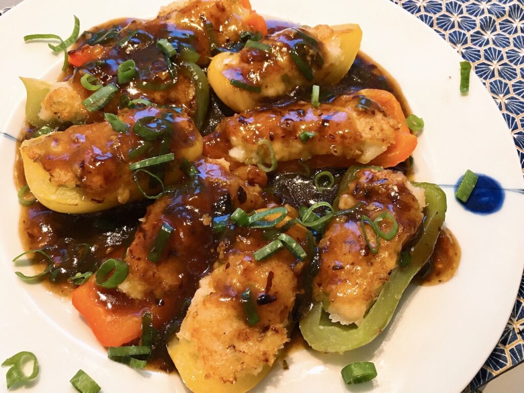 Shrimp Stuffed Peppers with Black Bean Sauce