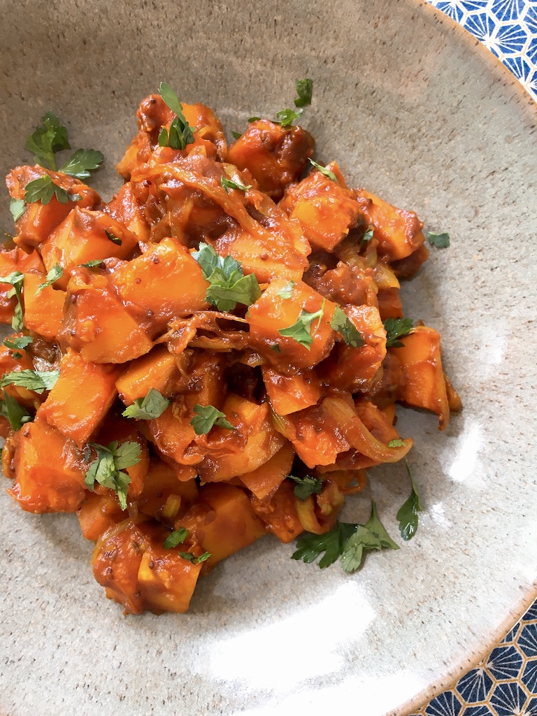 A beautiful butternut squash stew donned with autumn colour