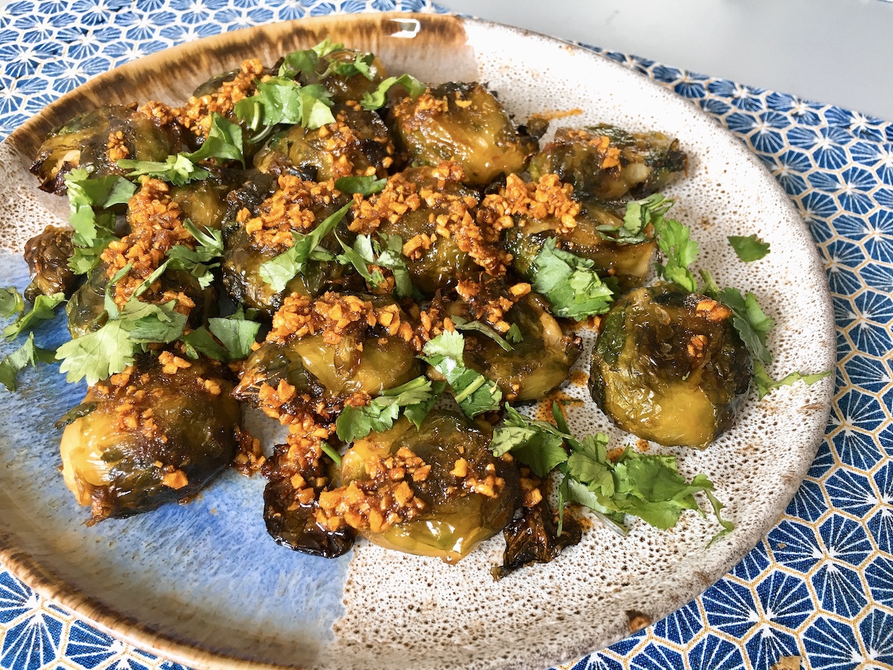 see how to make garlicky smashed brussels sprout