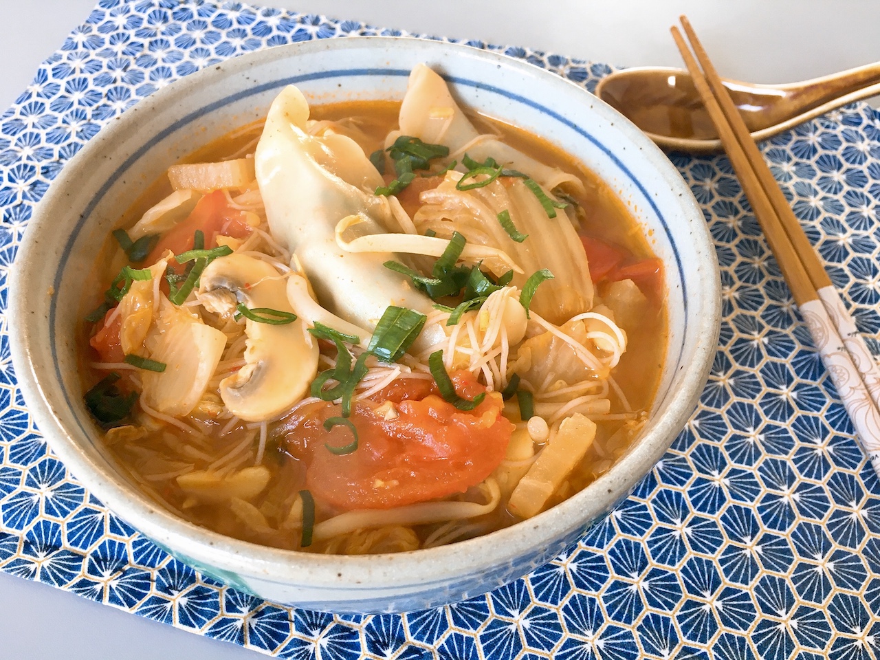 One Pot Kimchi Tomato Soup Noodles