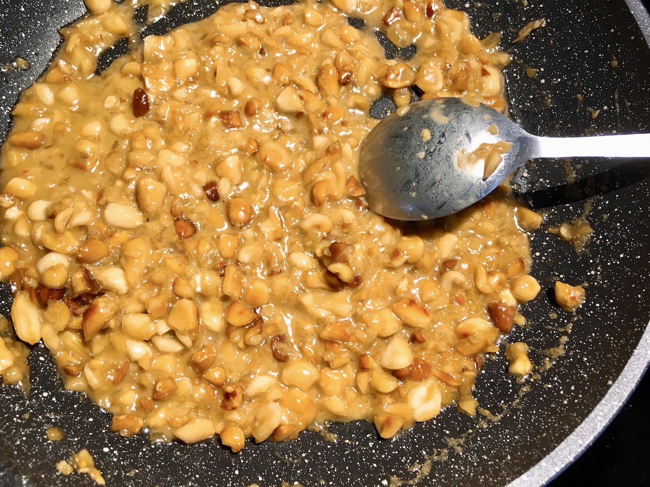 Making chunk satay sauce from scratch.