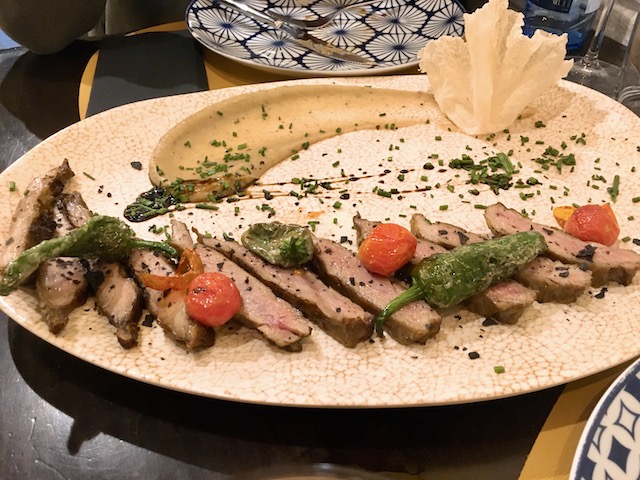 Iberico pork with aubergine puree.