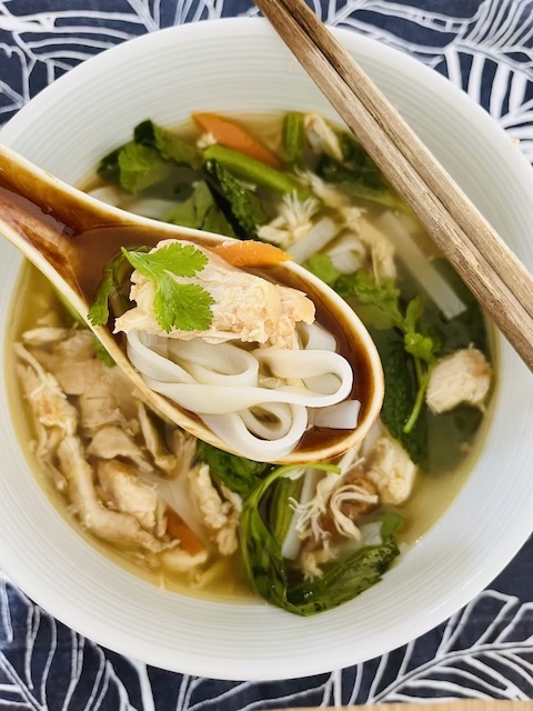 A hot chicken pho is perfect for cold weather. No need to make everything from scratch, a store-bought chicken broth can make your life easier.