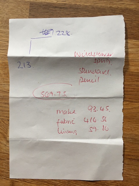 A rough calculation of tailor-made curtains in John Lewis.