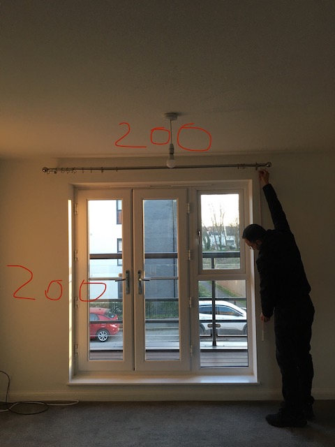 A wrong way to measure for desired curtains length.