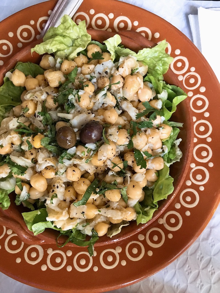 Bacalhau salad with chickpeas in Lisbon.