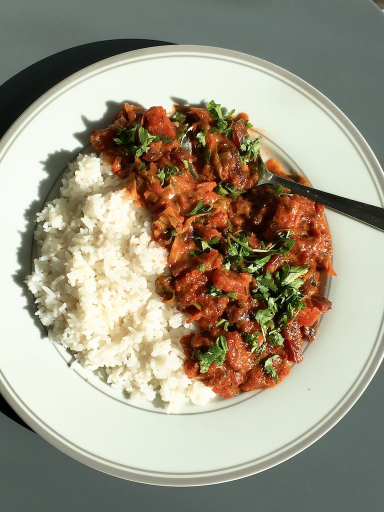 South Indian style beetroot curry.