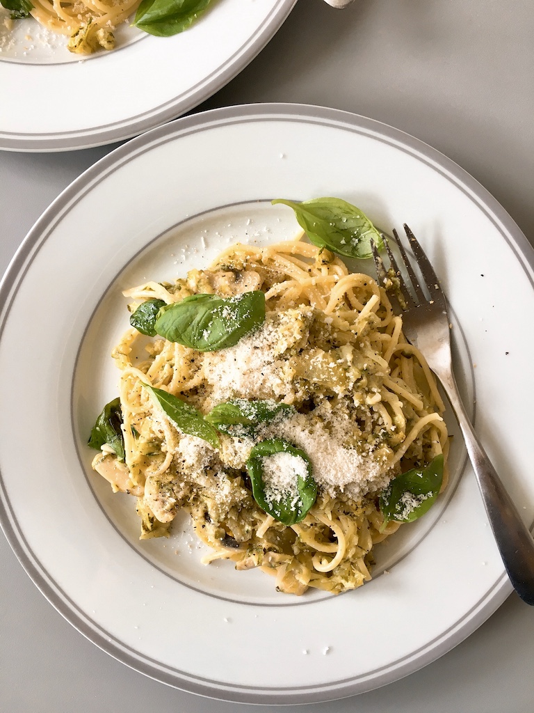 Creamy courgette pasta. 