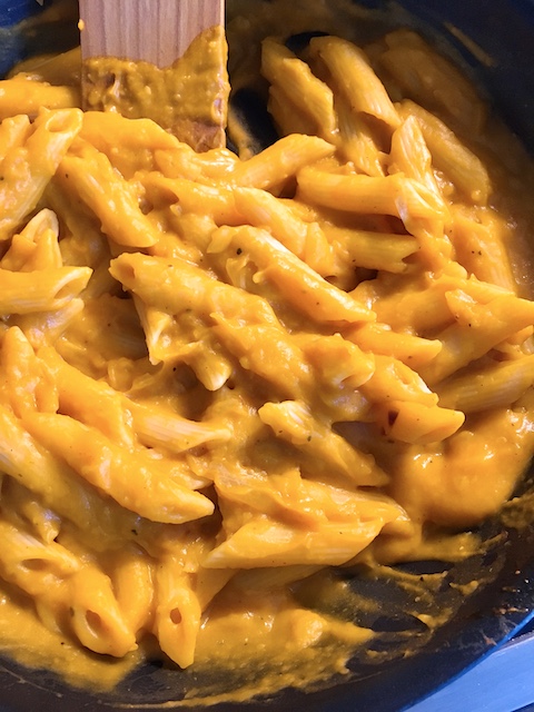 Silky pumpkin sauce penne.