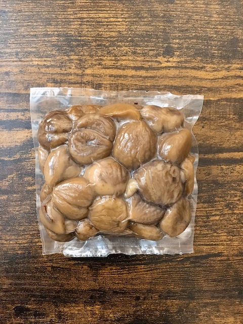 Cooked chestnuts in a vaccum bag.