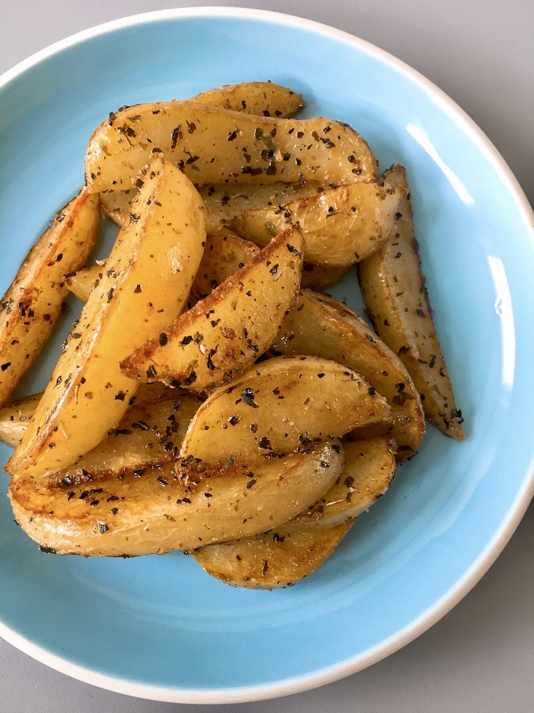 One pan roasted potato wedges.