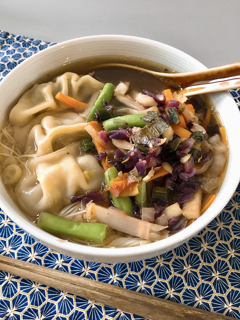 Easy Stir-fried Mixed Veggies and Dumplings Rice Noodle