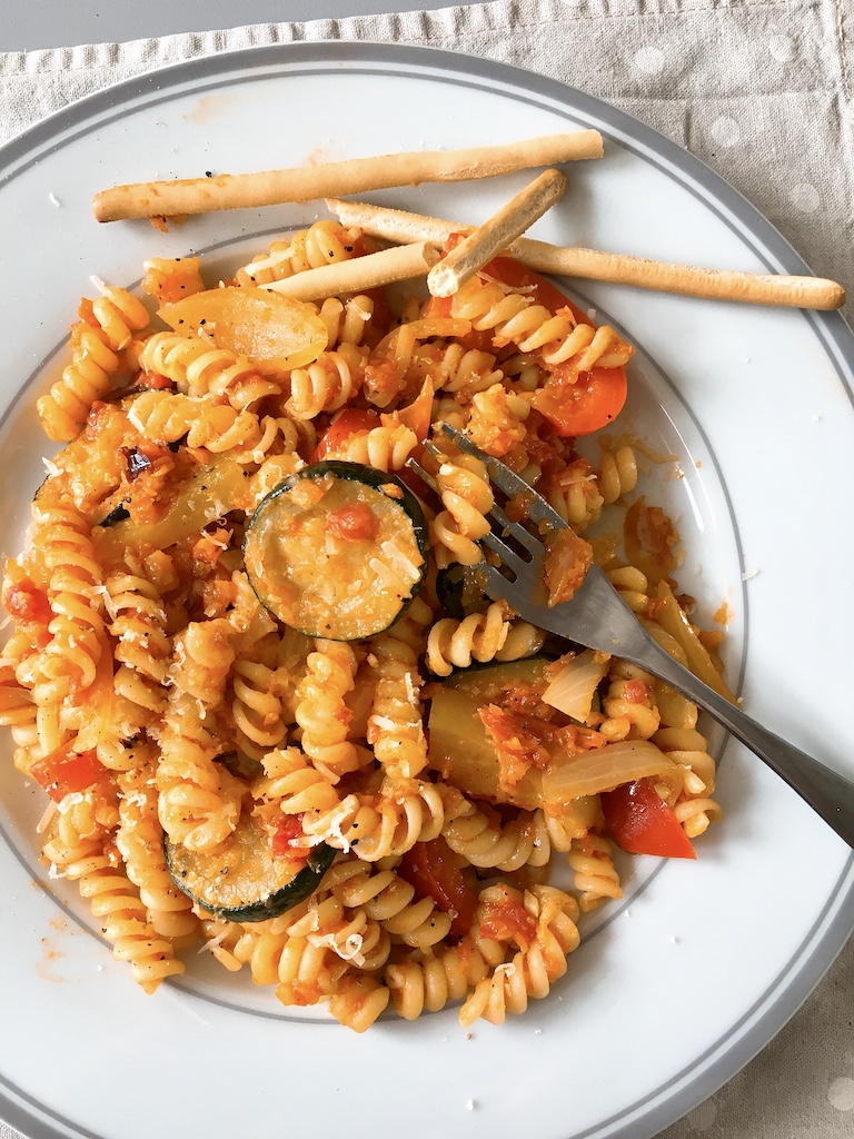 Vegetarian pasta—summer ortolana fusilli.