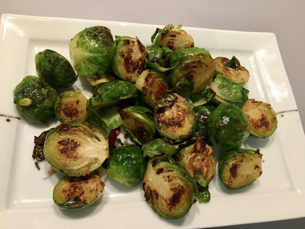 Pan-seared Brussels sprouts.