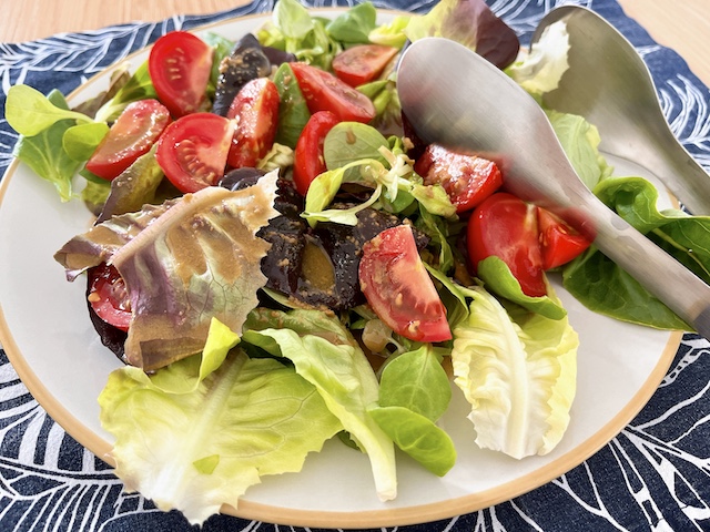 A fresh salad with homemade basic sesame dressing.