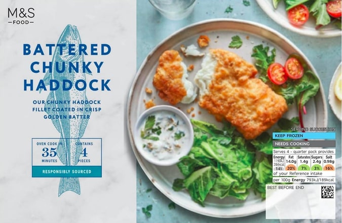 M&S battered chunky haddock.