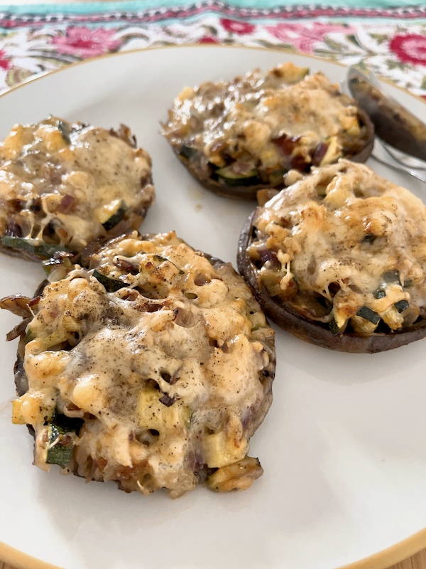 Stuffed cheesy portobello mushrooms.