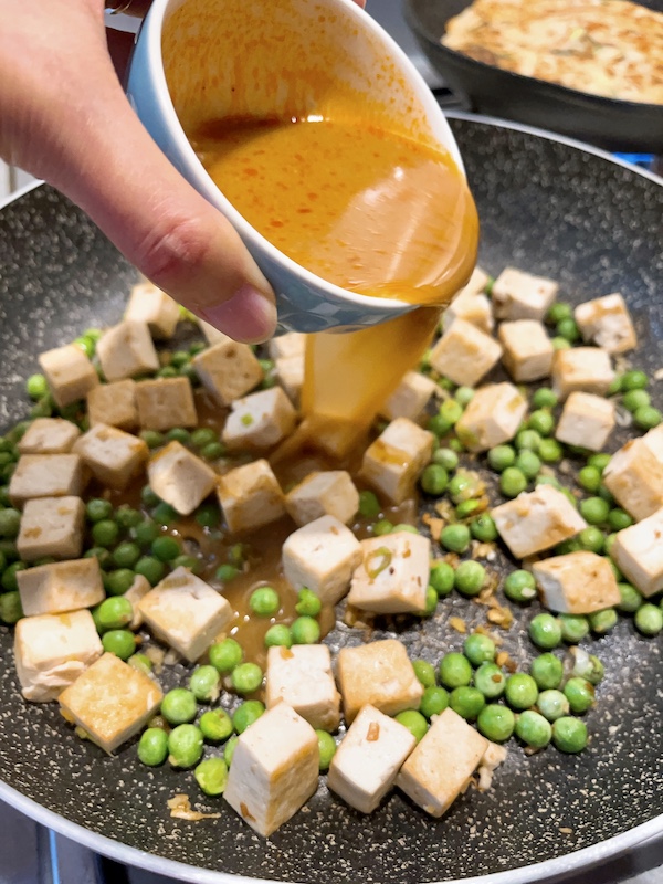 cooking mapo tofu