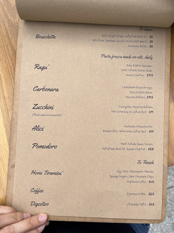 MAGARI menu.