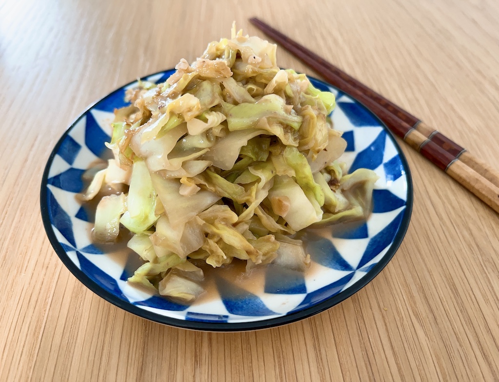 Stir-fried cabbage on a mezze plate.