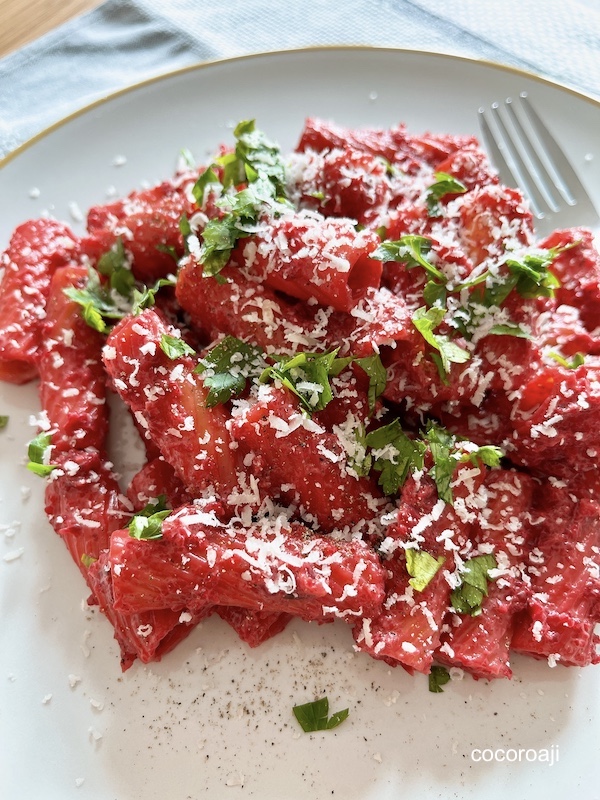 Make creamy beetroot pasta with mascarpone.