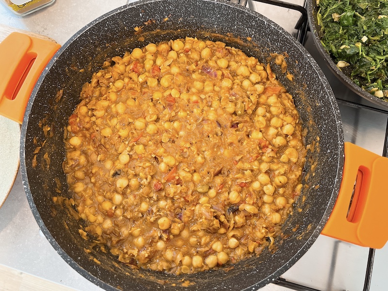 Chickpea curry(chana masala) in a big pot