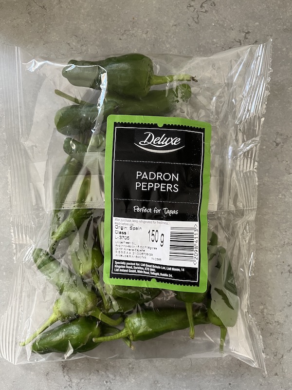 A pack of Padron pepper bought in lidl