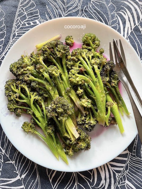 Steamed purple sprouting broccoli