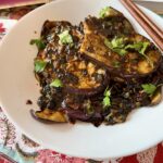 Asian home food-aubergine in black bean sauce.