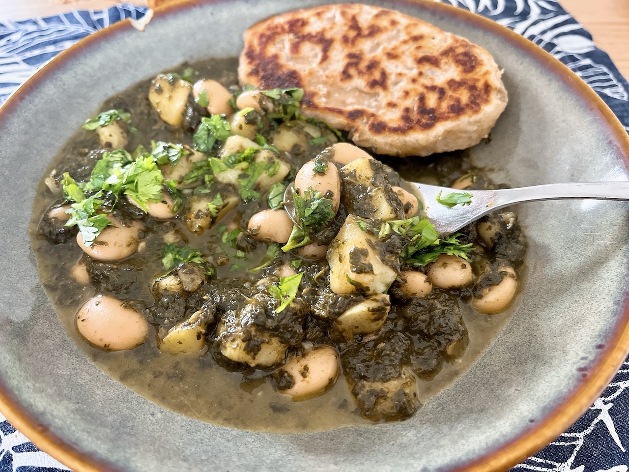 Ottolenghi recipe - Bkeila, potato and butter bean stew.