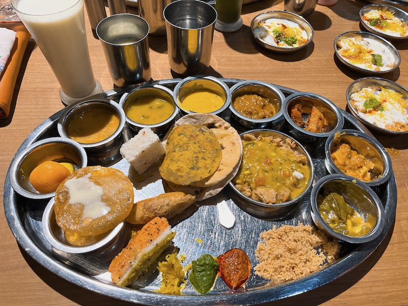 A thali from Rajdhani Thali Restaurant in Bangalore.