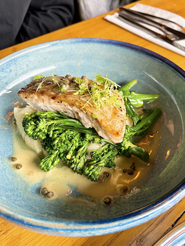 White Truffle set lunch: roasted hake fillet.