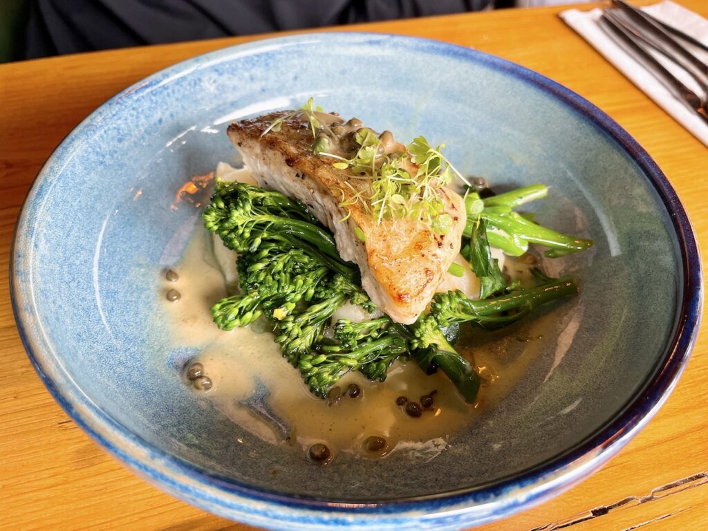 Roasted hake fillet from White Truffle set lunch.