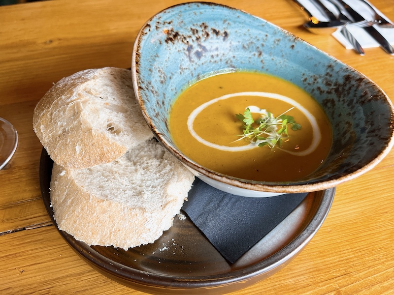 White Truffle set lunch: spiced carrot soup.