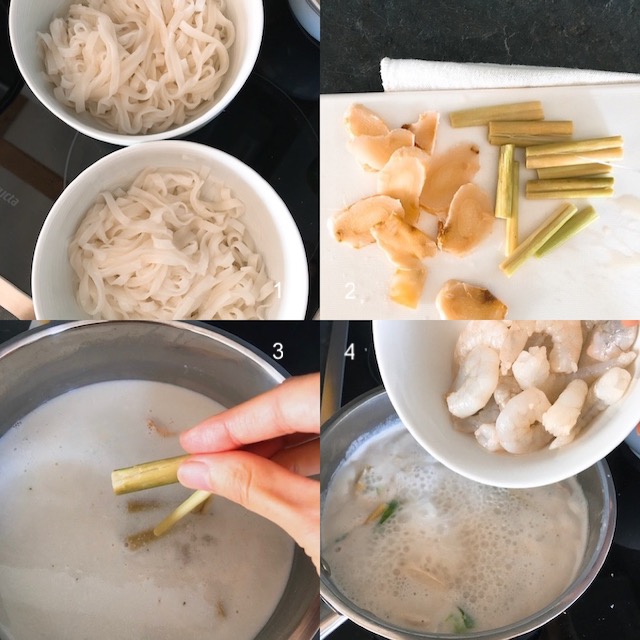 Making of tom kha goong.