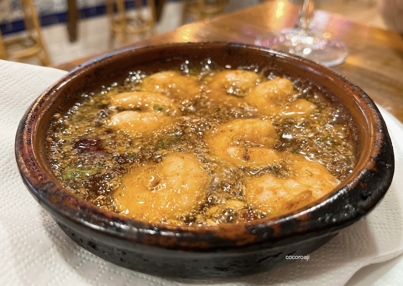 Spanish tapas - prawns pil pil.