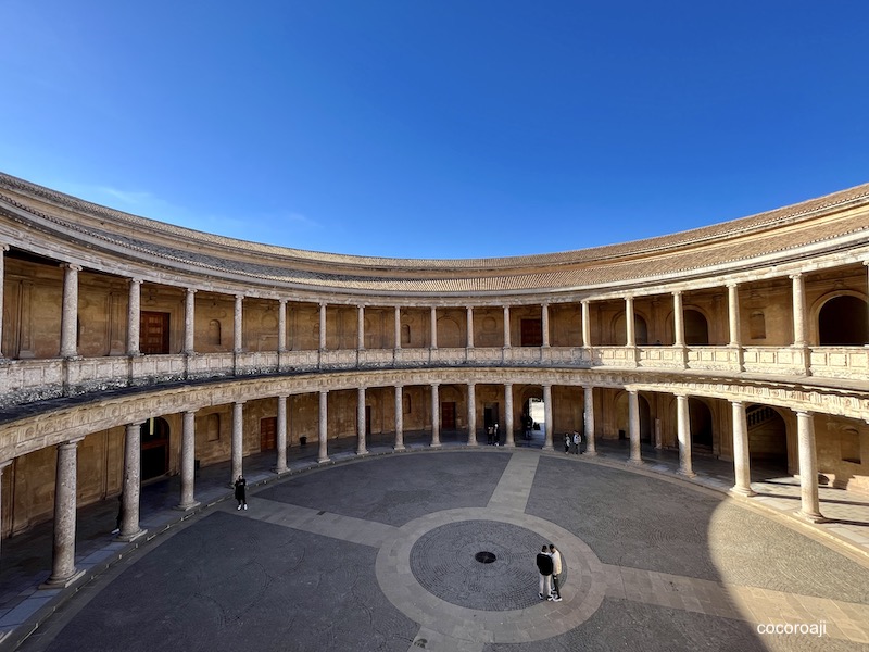 A view from upper floor at the Palace of Charles V, Alhambra.