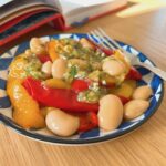 Moroccan salad made with roasted sweet peppers, preserved lemon and butter beans.