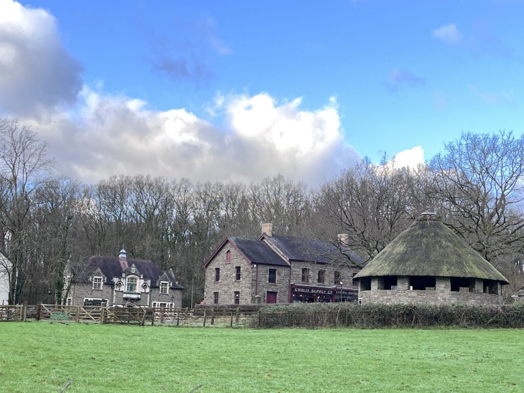 Visiting historical buildings in St. Fagans National Museum of History for a Cardiff day out.